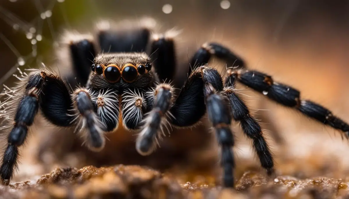 Tarantula in its web