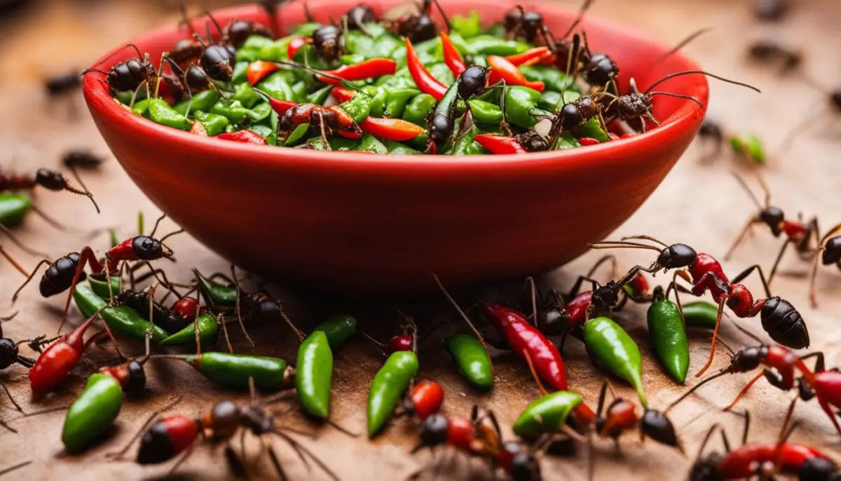 ants handling spicy food