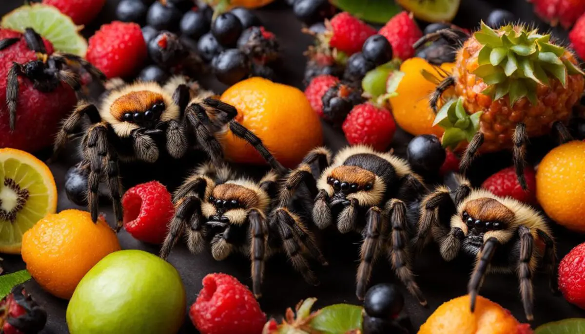 tarantulas eating fruit
