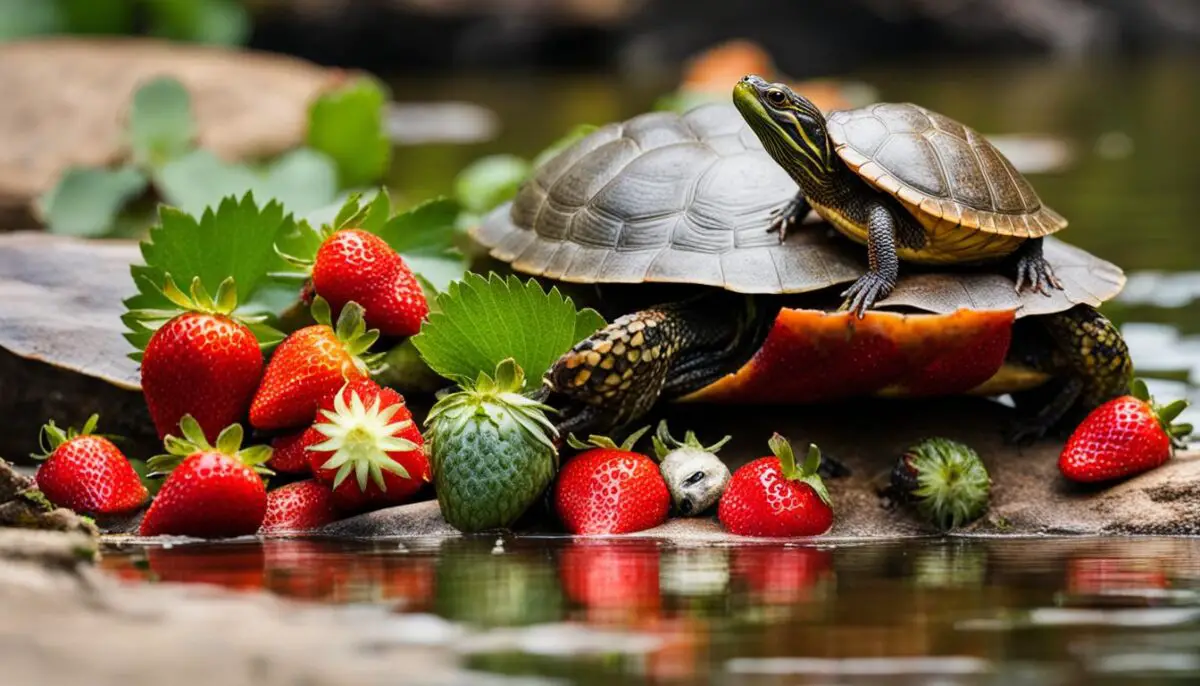 strawberries and red-eared sliders